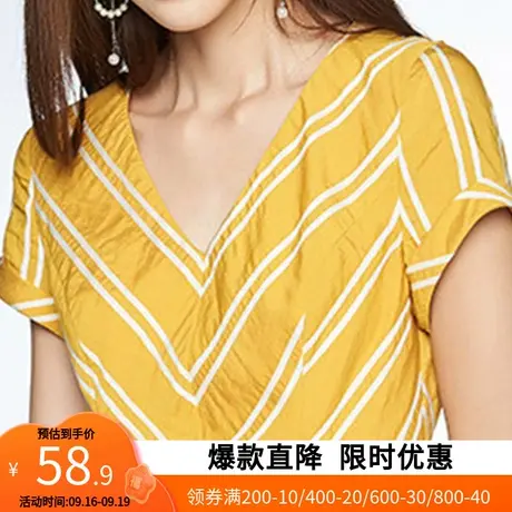 艾格秋冬季新款简约条纹收腰连衣裙W1553图片