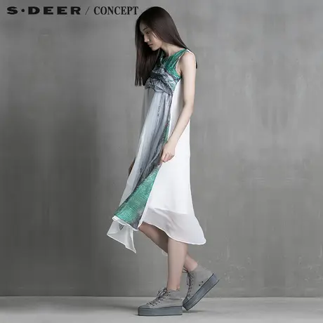 S&middot;DEER＼CONCEPT圣迪奥专柜正品女装夏装压褶搭片连衣裙5281236图片