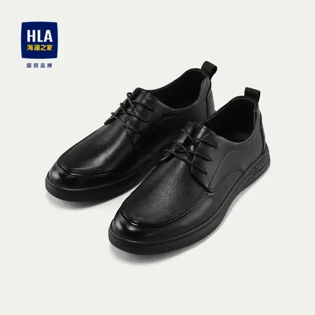 HLA/海澜之家时尚休闲鞋2024新款圆头舒适耐穿系带商务透气男鞋图片