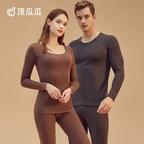 顶瓜瓜德绒发热内衣女打底衫男棉毛衫情侣磨毛冬秋衣秋裤保暖套装图片