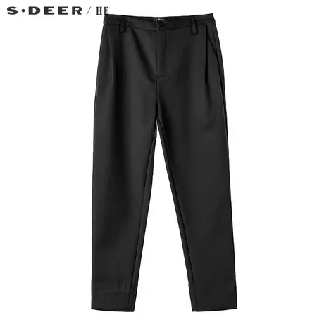 sdeerhe圣迪奥男简约个性舒适装酷黑小脚毛呢打底长裤H16370892商品大图