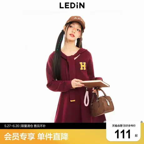 乐町秋冬新款学院风修身领结毛织裙C2FAD4327图片