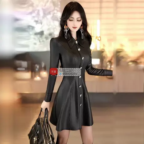 VJE春秋季气质修身收腰衬衫裙女士新款时髦洋气短款连衣裙图片