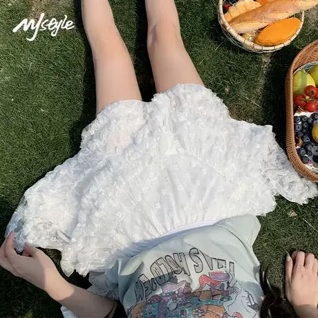 MJ STYLE夏季2025新款短裙女高腰A字蛋糕裙高腰显瘦高腰半身裙图片