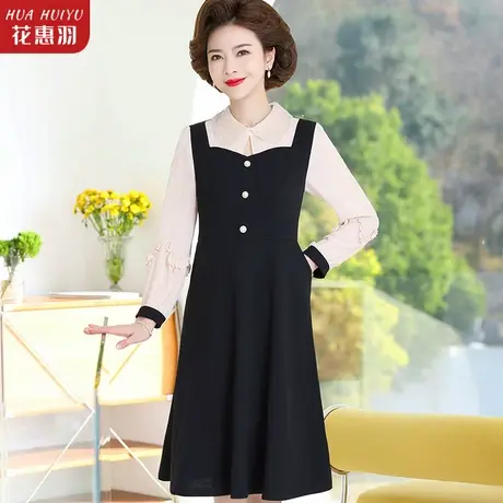 中年妈妈春装时尚连衣裙洋气2023新款中老年女春秋季气质收腰裙子商品大图
