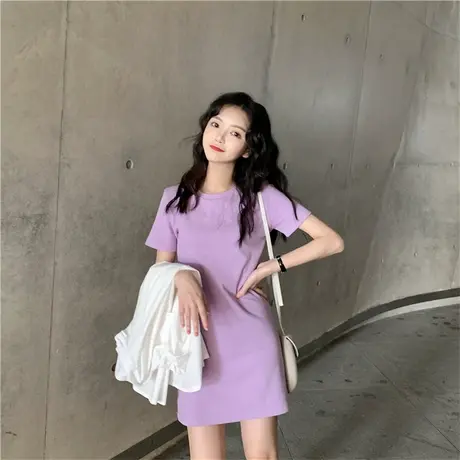 香芋紫连衣裙2020新款小心机性感裙子女甜美收腰显瘦气质遮肚裙图片