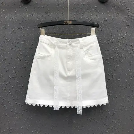 白色牛仔短裙女弹力水洗时尚辣妹2025春夏新款洋气甜美a字半身裙图片