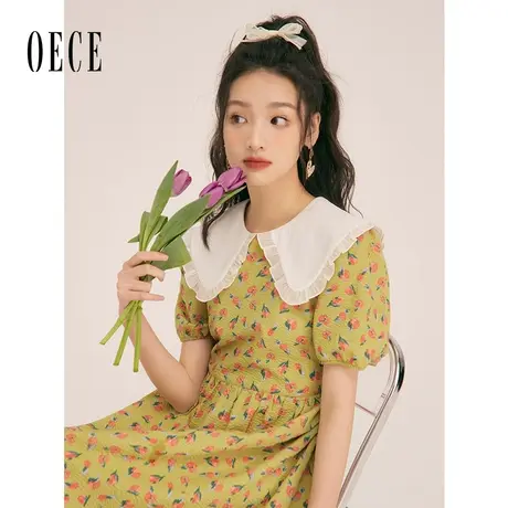 Oece甜美碎花连衣裙春夏新款女装辣妹显瘦法式复古港味裙子图片