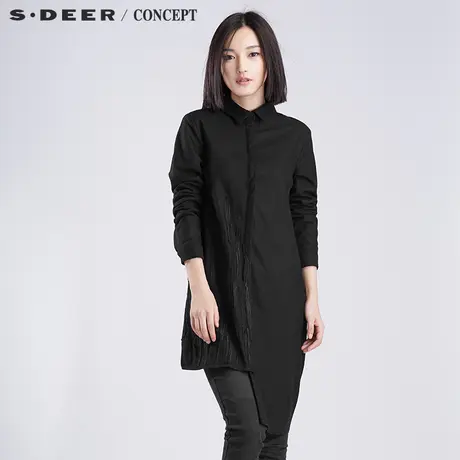 sdeer圣迪奥疏落贴片精致绣花长袖衬衫S16380589图片