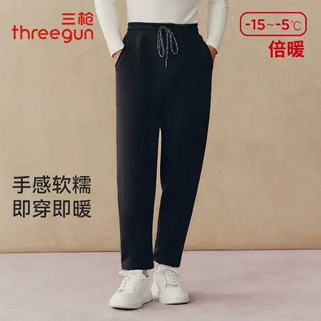 三枪男士休闲裤冬季新品加绒加厚羊羔绒卫裤防风保暖可外穿家居裤图片