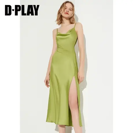 DPLAY浪漫荡领开衩连衣裙简约显瘦内搭吊带裙图片