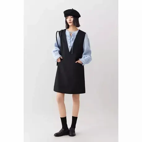 爵莱菲大码胖mm气质减龄深V领开口造型 宽松H版背心裙女显瘦宽松图片