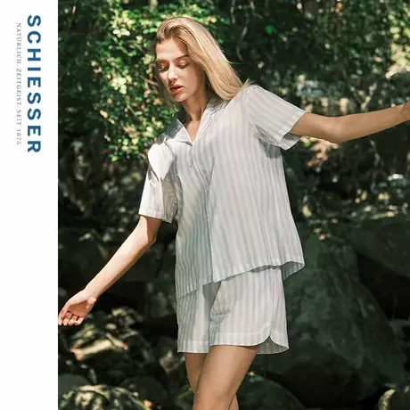 SCHIESSER舒雅女士纯棉软糯亲肤透气梭织条纹睡衣家居服套装22651图片
