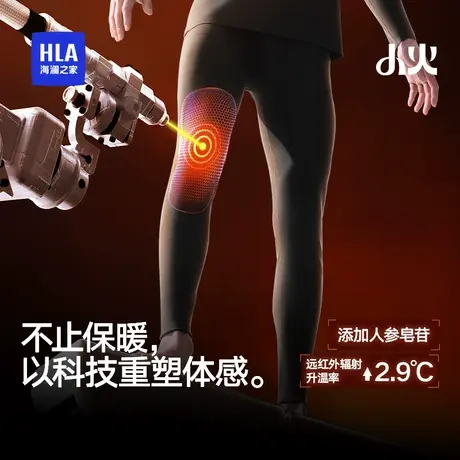 HLA/海澜之家男士保暖裤25年秋冬新款羊绒护膝抗菌防螨2条装秋裤图片