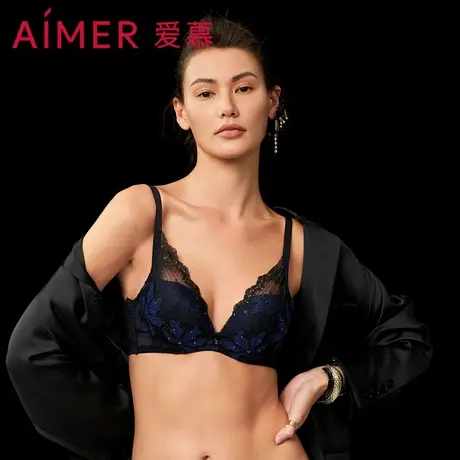 爱慕蔚兰内衣女小胸聚拢3/4水袋模杯厚杯性感蕾丝文胸AM148931图片