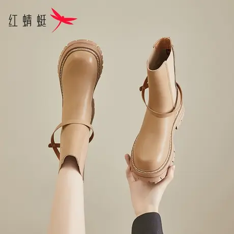 红蜻蜓女靴2023秋冬新款短靴厚底马丁靴女真皮网红爆款靴子女超火图片