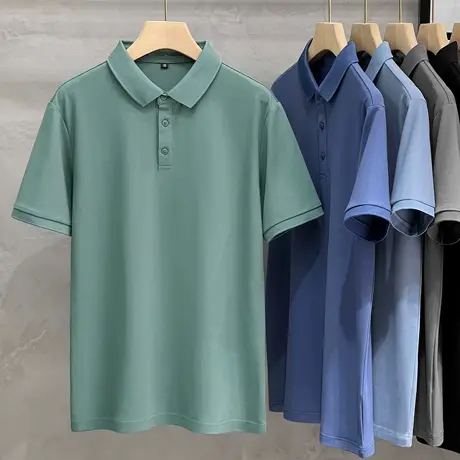 纯色POLO衫男短袖修身商务上衣服潮牌日系翻领男士T恤夏季新款薄图片