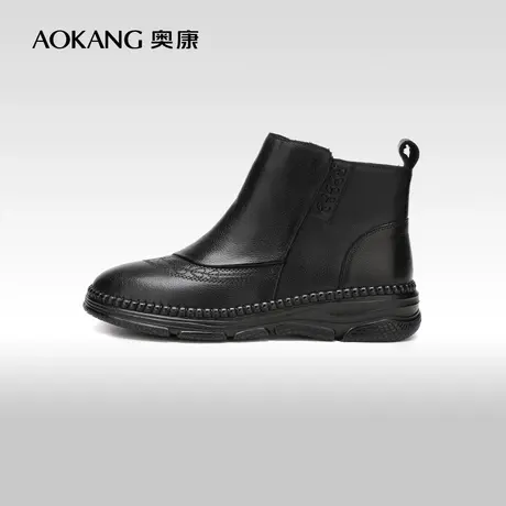 【门店发货】奥康女鞋 2023冬季新款切尔西短靴韩版单靴加绒踝靴图片