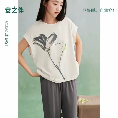 安之伴【巨凉感】睡衣女夏季纯棉2025年新款无袖长裤可外穿家居服图片