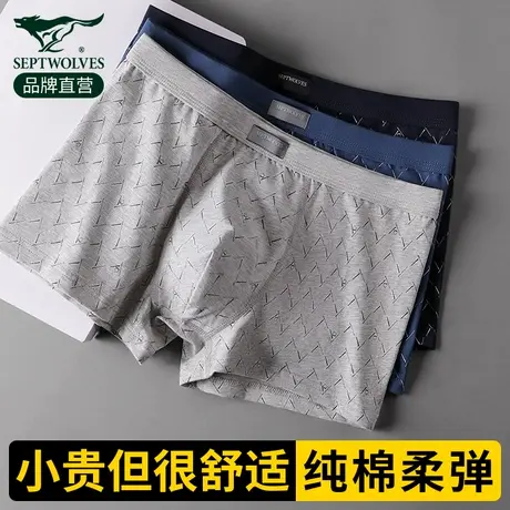 七匹狼男士内裤男生纯棉全棉四角男人裤衩中老年大码短裤平角男款图片