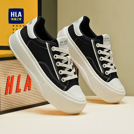 HLA/海澜之家男鞋新款夏季经典百搭厚底休闲布鞋耐磨增高帆布鞋男图片