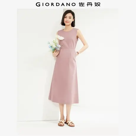 佐丹奴裙子女新款气质风弹力天丝压褶圆领无袖背心连衣裙05464340图片