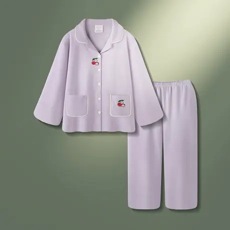 【婴儿棉】女士睡衣春秋款A类长袖纯棉家居服女款大码可外穿套装图片