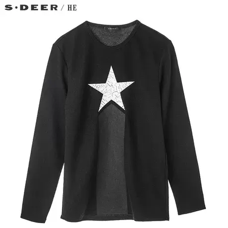 S.Deer/He圣迪奥个性创意撞色龟裂肌理星型图案圆领外套H16172296图片