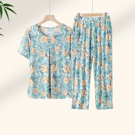 妈妈冰丝套装2023新款洋气母亲节夏装中老年休闲女装奶奶老人衣服商品大图