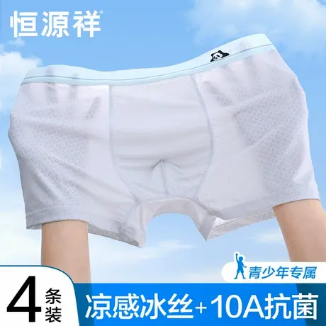 恒源祥青少年内裤男生夏季薄款冰丝网眼四角初高中学生夏天短裤头图片