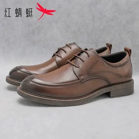 红蜻蜓男鞋2025春季新款真皮商务休闲舒适透气皮鞋软底软面德比鞋图片