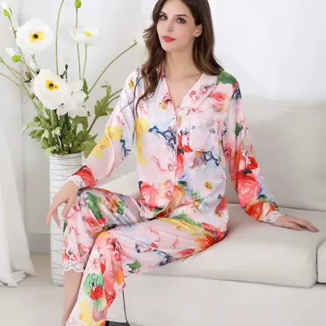 冰丝睡衣女2025年新款春夏秋冬季高级感丝绸家居服大码仿真丝套装图片