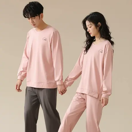 浪莎睡衣女款春秋季纯棉长袖套装纯色简约休闲秋冬家居服可外穿图片