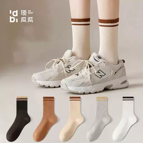 顶瓜瓜袜子女中筒条纹堆堆女棉袜春夏秋冬纯色长筒袜图片