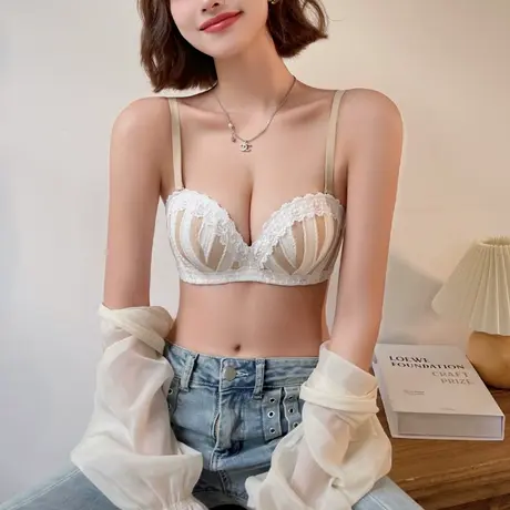聚拢内衣女小胸显大无钢圈纯欲漫画胸少女文胸防下垂性感蕾丝胸罩商品大图