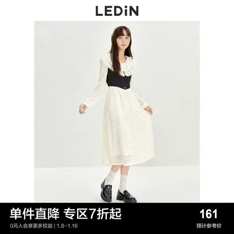 乐町拼接蕾丝连衣裙春季奶油爱心绒感氛围复古风裙子图片