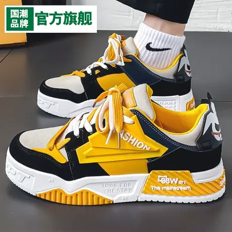 网红爆款男鞋冬季2023新款百搭运动休闲增高板鞋秋冬防水皮面潮鞋商品大图