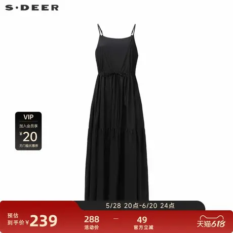 sdeer圣迪奥女装甜美收腰碎褶宽松吊带连衣裙S243Z12B2图片