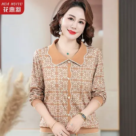 2023新款中老年女装秋装小衫中年妈妈春秋上衣针织打底纱袖针织衫商品大图