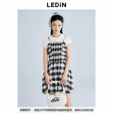 【商场同款】乐町吊带抽皱连衣裙女2025夏季新款裙子C2FAF2161图片