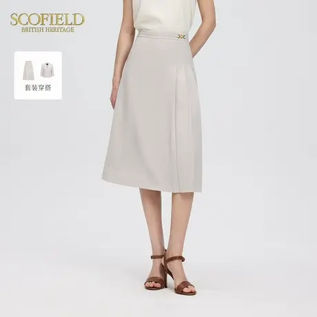 Scofield女装都市气质A字半身裙不对称褶皱收腰短裙2025夏季新品图片