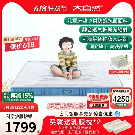 大自然青少年护脊椎儿童床垫婴幼儿榻榻米定制天然山棕床垫席梦思图片