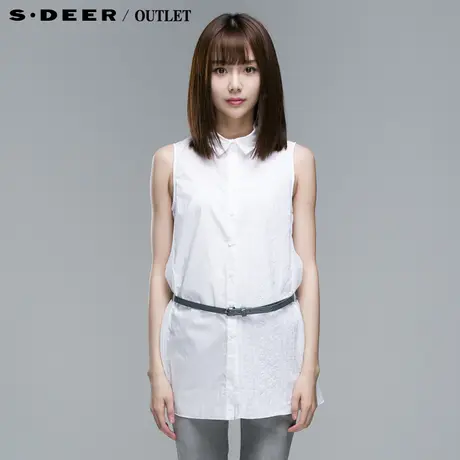 sdeer圣迪奥 专柜正品 女装夏装不对称镂花衬衫3280654图片