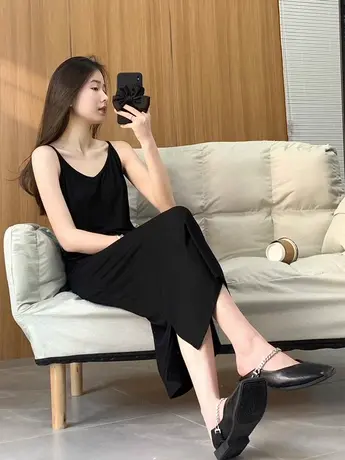 莫代尔吊带睡裙女夏季2023新款性感高级感睡衣裙长款连衣裙家居服商品大图