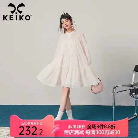 KEIKO 法式重工刺绣白色连衣裙2023秋季气质初恋感搭配毛衣小白裙图片