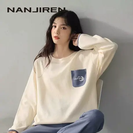 南极人睡衣女秋冬款纯棉长袖2023年新款网红风可外穿家居服套装ZG商品大图