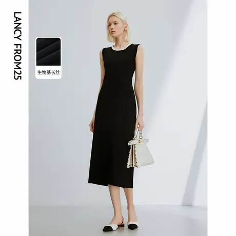 朗姿法式气质无袖高级感针织礼服连衣裙2024年新款裙子夏季小黑裙图片