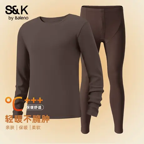 班尼路S&K加绒保暖秋衣两件套男2025冬季纯色内搭双面绒休闲套装图片