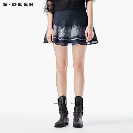 sdeer圣迪奥女毛毡质感神秘绣花短裙S15481382图片