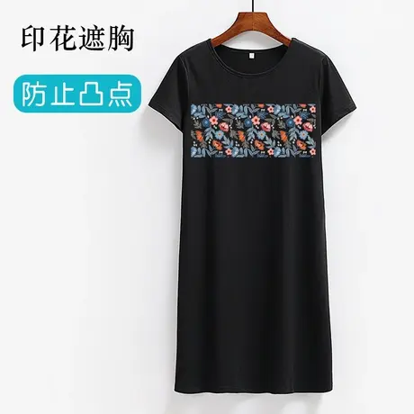 胸前印花防凸点短袖睡裙夏季女遮胸图片